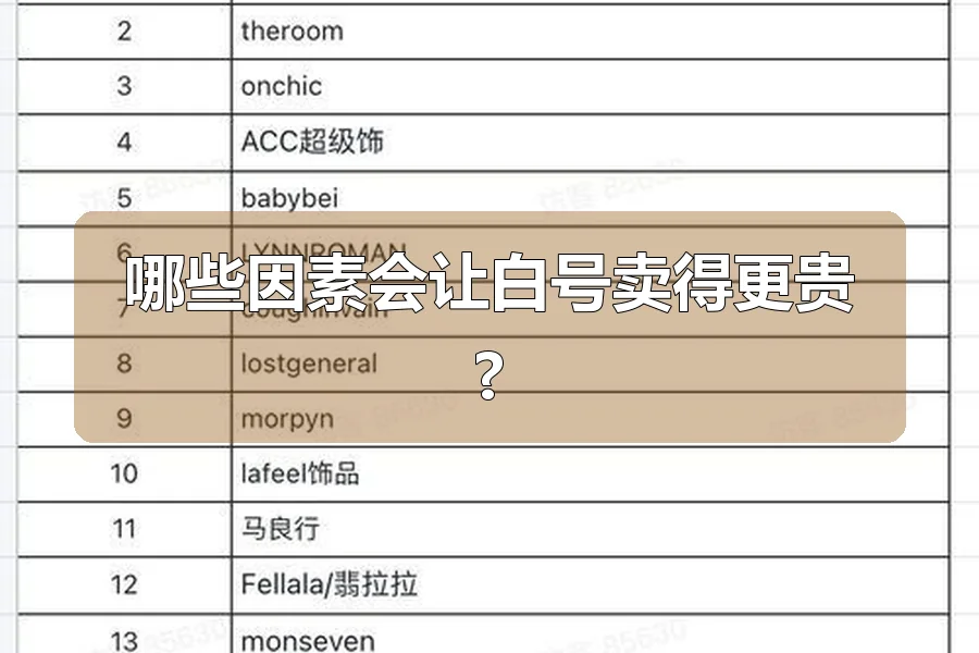 哪些因素会让白号卖得更贵?